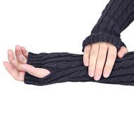 Long Fingerless Gloves,Morecome Winter Wrist Arm Hand Warmer Knitted Mitten (Black) N11