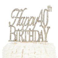 40 &amp; Fabulous Cake Topper for 40th Birthday Silver Metal Party Decoration Ideas (40 and Fabulous Silver) N18