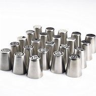 TANGCHU Russian Piping Tips 29PCS/SET Stainless Steel Large Size Icing Syringe Set DIY Coupler Nozzle 5 Pastry... N15
