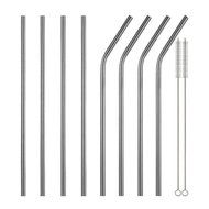 RECHERE Stainless Steel Reusable Drinking Straw with Cleaner Brush Straight and Bent Set of 8 (26cm/10.5")