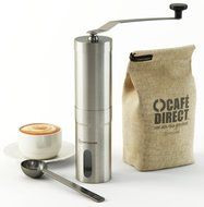 SALE NOW Quantahome Manual Coffee Grinder adjustable ceramic burr with Bag, Brush &amp; Scoop. Stainless Steel-Best... N5