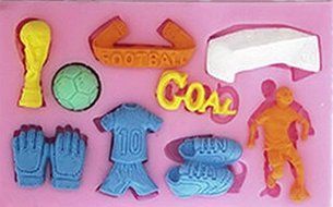 Soccer Football 9 Cav. Silicone Mold for Gum Paste, Fondant, Chocolate, Crafts N2