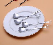 Minigianni Endurance Stainless Steel 1 Tablespoon Measuring Coffee Scoop Spoon, Set of 4 (Heart Shaped)