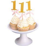 Betop House It&#039;s a Boy Glitter Gold and Blue Ribbon Bow-knot 1st Birthday Anniversary Event Party Cake Cupcake... N3