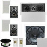 Theater Solutions 5.1 Home Theater 6.5" Speaker Set with Center, 10" Passive Sub More TS65WL51SET10