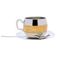 Coffee Cup Set Yummy Sam Stainless Steel 140ml Coffee / Milk Cup with Spoon and Saucer Double Wall Beverage Mug... N6