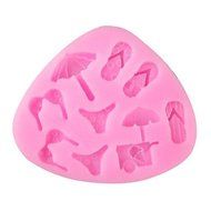 Y&amp;XL&amp;H Swimwear Slippers Umbrella Baking Fondant Cake Choclate Candy Mold,L8.4cmW7.3cmH0.8cm N2