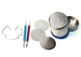 Signstek Stainless Steel Coffee Art Tool Set Cappuccino Latte Cocoa Powder Dispenser Tank Mould N2