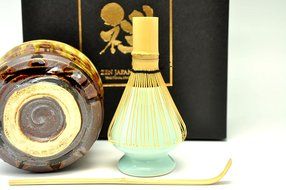 Japanese Mino Yaki ware Matcha Bowl And Tea Ceremony Set Green Tea 11 / 11 / 8cm (4.3 / 4.3 / 3.1inch)[7365] N3