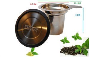 Tea Infuser PREMIUM Tea Strainer 304 Stainless Steel with LID Steeper Brew in Mug Strainers For Loose Leaf Herbal... N5