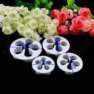 4pcs Fondant Cake Cutter Plunger Rose Shape N2