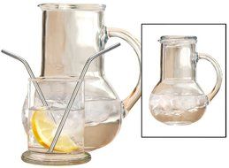 Circleware Oasis Bedside Carafe and Glass Set, One 36 Ounce Glass Pitcher and 8 Ounce Drinking Glass, Limited... N4