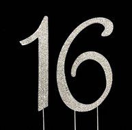 Large Sweet 16 Birthday Number Cake Topper with Sparkling Rhinestone Crystals - 4 1/2