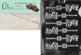 Cybrtrayd 45St25-A030 Pig Lolly Animal Chocolate Candy Mold with 25 4.5-Inch Lollipop Sticks