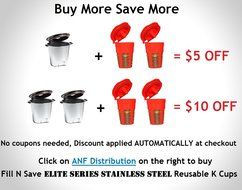 Fill N Save GOLD SERIES 24K Gold Reusable Carafe K-Cups [2 Pack]. Reusable coffee filter for the Keurig 2.0, K200... N5