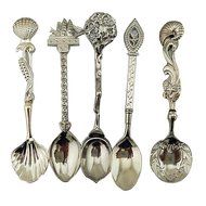 Retro Creative Coffee Scoops Stirring Spoon Sugar Spoon Tea Spoon with Fruit Fork Set of 6 (Silver) N24