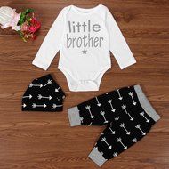 Clothes Set ,BeautyVan Newborn Infant Clothes Baby Boy Tops Romper+ Leggings Pants Hat Outfits Set (6, Black) N3