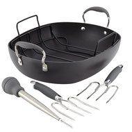 Anolon Advanced 16-Inch x 13-Inch Oval Roaster Set, Graphite N4