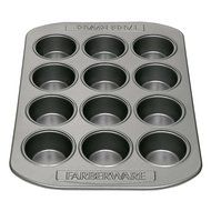 Farberware Nonstick Bakeware 12-Cup Mini Muffin and Cupcake Pan, Gray