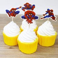 Winrase&reg; Pack of 24 Cute Spider-Man Kids Party Decoration Paper Cupcake Toppers (Spider-Man) N3