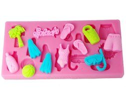 FOUR-C Fondant Decorating Mould Beach Vacation Bikini Gum Paste Molds Color Pink