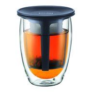 Bodum 12-Ounce Tea for One, Double Wall Glass with Strainer, Red N8