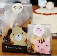 ONOR-Tech 50 PCS Lovely Cute OPP Cookie Bakery Candy Biscuit Treat Gift Diy Plastic Bag + Label Seal Sticker (... N10