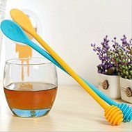Astra shop 2-PCS New Mini Smile Face Silicone Honey Dripper Stick and Mxing Spoon Coffee Stirer 2 in 1(Random...