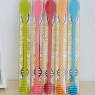 Astra shop 2-PCS New Mini Smile Face Silicone Honey Dripper Stick and Mxing Spoon Coffee Stirer 2 in 1(Random... N2