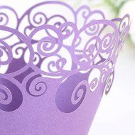 Purple Vine Filigree Cupcake Wrappers Wrap Cases Wedding Birthday Party N6