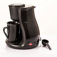 Ovente Black 450-Watts Coffee Maker with Ceramic Personal Cups and Removable Water Filter and Drip Tray N3