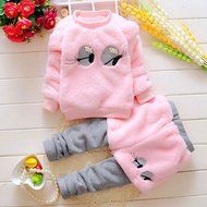 Baby Clothes,Laimeng Baby Infant Girls Cartoon Woolen Fur Winter Warm Set Thick Coat +Pants Clothes (6, White)