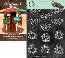 Cybrtrayd &quot;Bite Size Bats and Ghosts&quot; Halloween Chocolate Candy Mold with Chocolatier&#039;s Guide