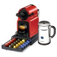 Nespresso Original Line Inissia C40 Red Espresso Maker Bundle with Aeroccino Plus Milk Frother and Bonus 40 Capsule...