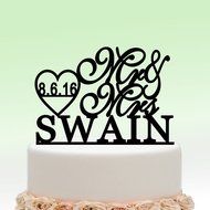 ivisi Personalized Wedding Cake Topper Monogram Last Name Surname Decoration Anniversary Gift (Design 5) N4