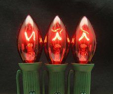 7 Watt C7 Transparent Outdoor Patio Party Christmas Novelty Replacement Bulbs, 25 Pack (Red) N16