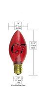 7 Watt C7 Transparent Outdoor Patio Party Christmas Novelty Replacement Bulbs, 25 Pack (Red) N17
