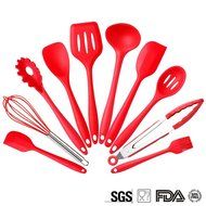 Set of 10 Pieces Silicone Kitchen Cooking Utensils With Hygienic Solid Coating,Heat Resistant Baking Spoonula,... N4