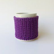 Coffee Mug Cozy Cotton Purple N3