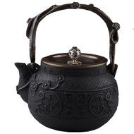 ufengkeantique black japanese cast-iron loop-handled kung fu teapot with rivet pattern