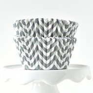 Chevron Gray BakeBright Greaseproof Cupcake Liners