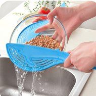 Braceus Kitchen Plastic Whale Shape Spoon Rice Washer Filter Strainer - Blue N3