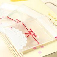 ONOR-Tech 100 PCS Lovely Cute Bowknot OPP Self Adhesive Cookie Bakery Candy Biscuit Roasting Treat Gift DIY Plastic... N48
