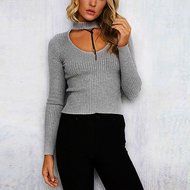 Knitted Sweater,Morecome Women Knit Casual Long Sleeve Pullover ops (L, White) N10