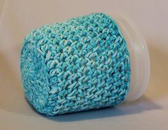 Handmade Crochet Ice Cream Pint Cozy in Blue Splash N4
