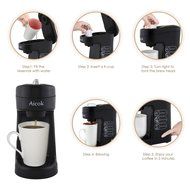 Aicok Travel Size K Cup Coffeemaker Single Serve Brewing System Coffee Machine, Black N7
