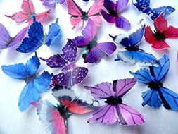 PURPLE PINK &amp; BLUE Small Assorted Set of 12 Edible Butterflies - Cake and Cupcake Toppers, Decorations N2
