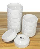 ITI Ceramic Stackable Baking Ramekins / Condiment Sauce Cups with Pan Scraper, 3.5 Ounce (6-Pack, Pure White) N8