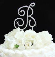 Full Crystal Monogram Wedding Cake Toppers Silver Initial Letter N2