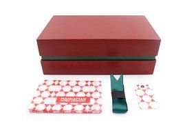 Fancy Gift Box Kit with Lid and Ribbon | Tissue Paper &amp; Tag, Red Canvas Exterior | Complete Gifting Set | Decorative... N5